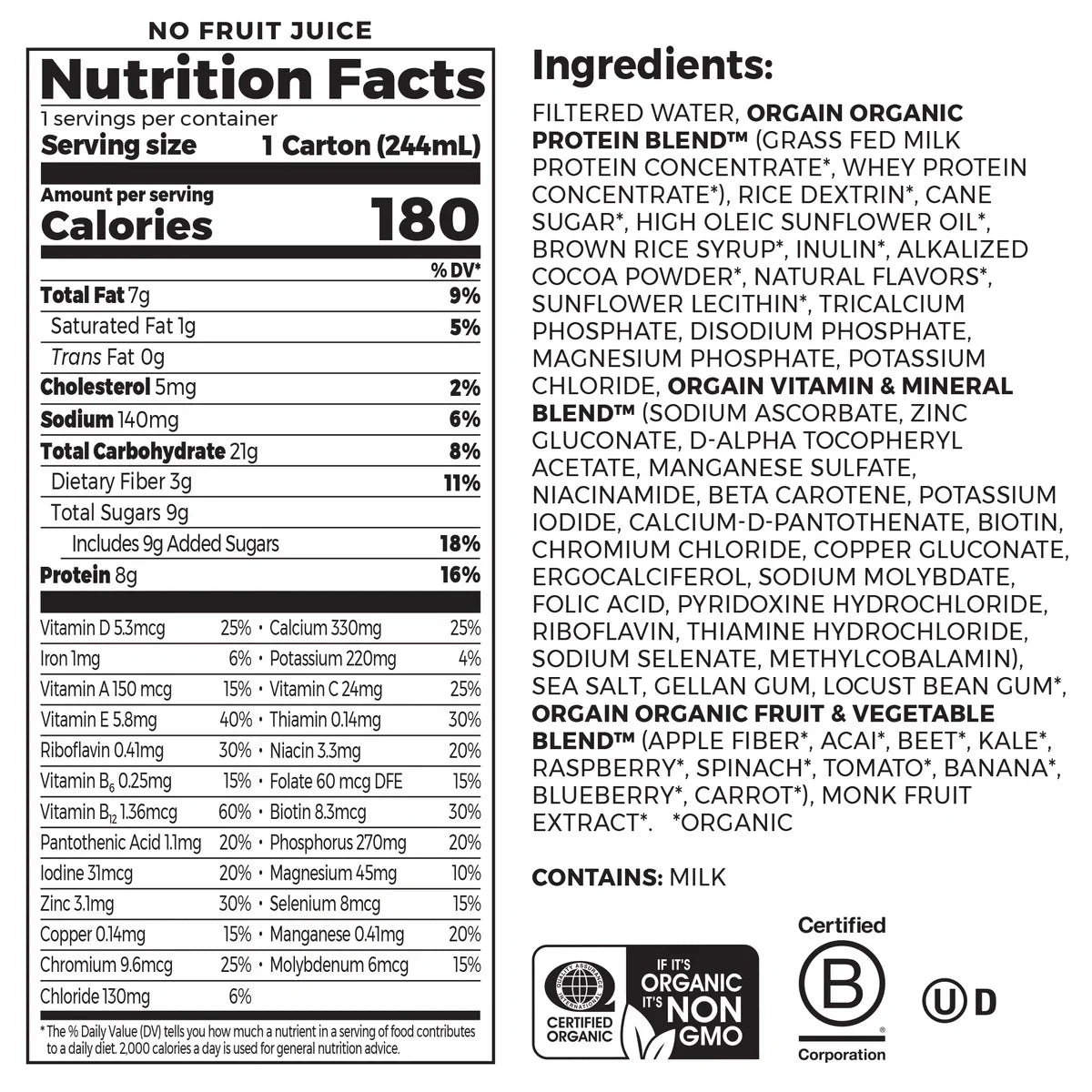 Kids Protein Organic Nutrition Shake - Chocolate