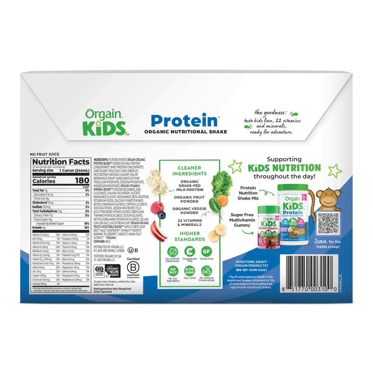 Kids Protein Organic Nutrition Shake - Vanilla