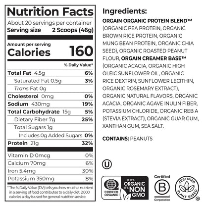 Organic Protein? Plant Based Protein Powder - Peanut Butter